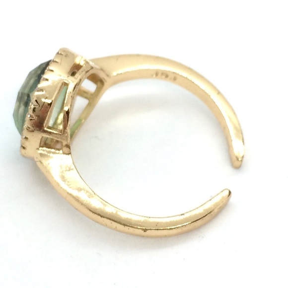 JOY DRAVECKY CHLOE HEXAGON RING OMBRE GREEN GOLD PLATED BRASS - Picture 6 of 10